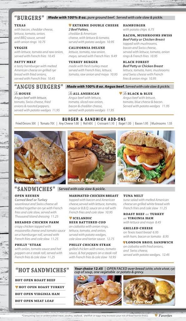 Williams Restaurant Menu 1
