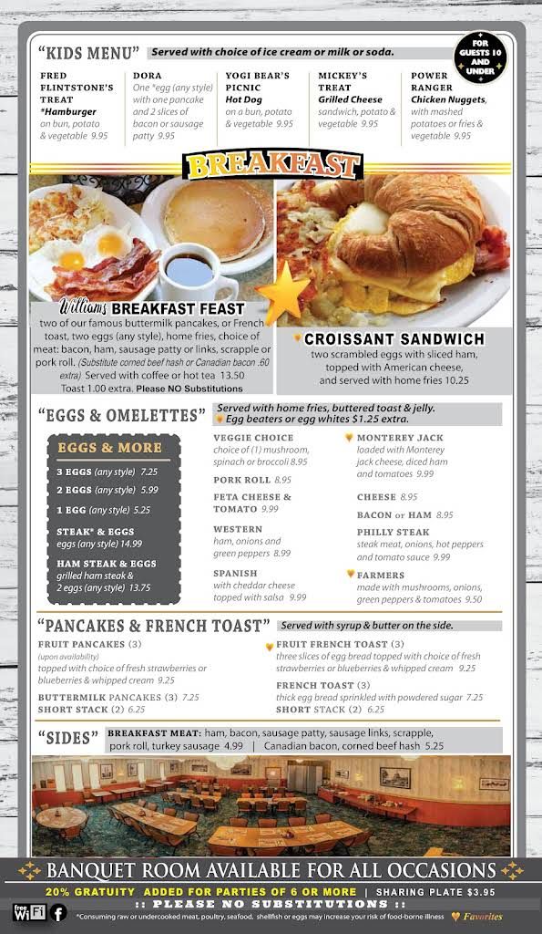 Williams Restaurant Menu 3