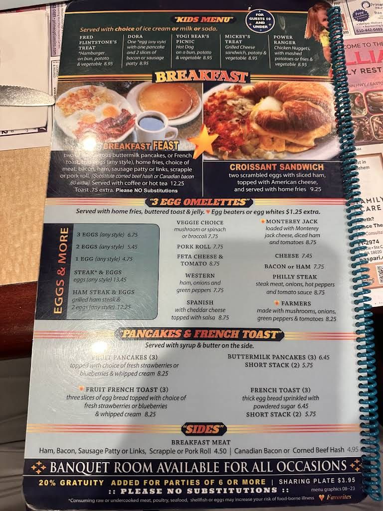 Williams Restaurant Menu 5